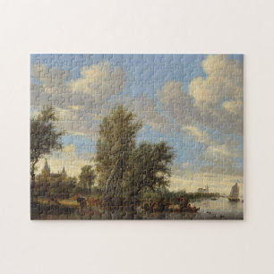 Landschap met veerboot, 1649 (olie op doek) legpuzzel