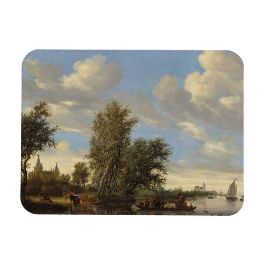 Landschap met veerboot, 1649 (olie op doek) magneet (Horizontaal)