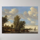 Landschap met veerboot, 1649 (olie op doek) poster (Voorkant)