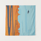 landschap met verlaten dal, bergen, donker w wandkleed (Voorkant (horizontaal))