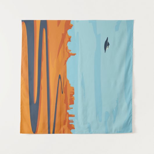 landschap met verlaten dal, bergen, donker w wandkleed (Voorkant (horizontaal))