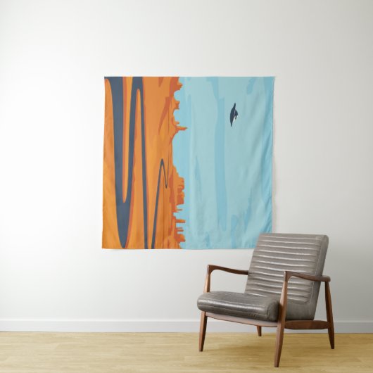 landschap met verlaten dal, bergen, donker w wandkleed (In Situ (horizontaal))