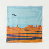 landschap met verlaten dal, bergen, donker w wandkleed (Voorkant)