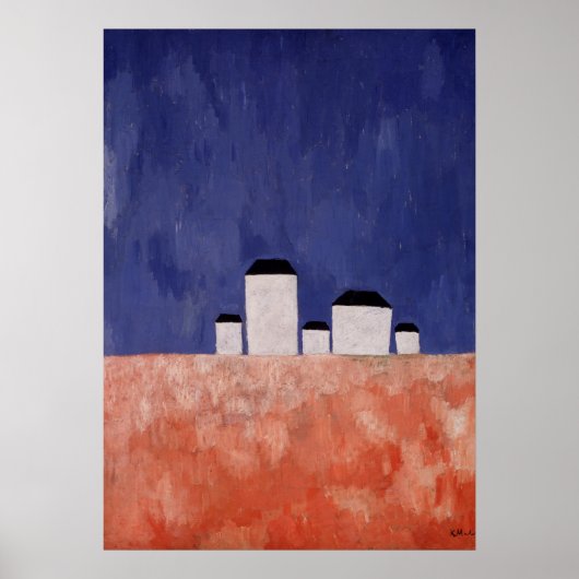 Landschap met vijf huizen, c.1932 poster (Voorkant)