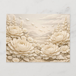 Landschap met vintage papieren bloemen briefkaart