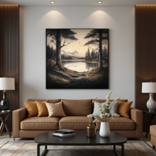 Landschap met vintage stijl poster