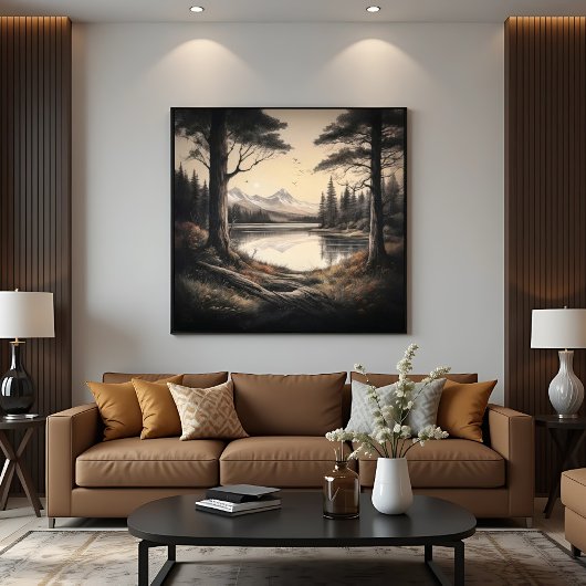 Landschap met vintage stijl poster