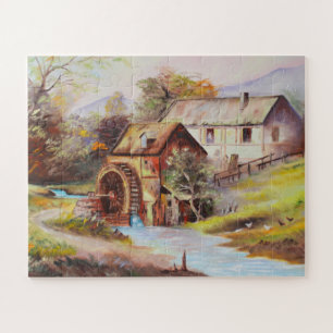 Landschap met waterrad legpuzzel