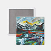 Landschap met waterval 5 magneet (Voorkant / Achterkant)