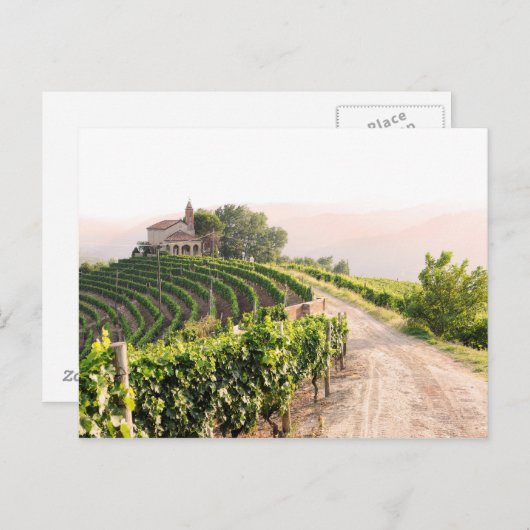 Landschap met wijngaarden en kerk briefkaart (Voorkant / Achterkant)