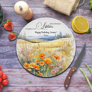 Landschap met wilde bloemen als verjaardagscadeau snijplank
