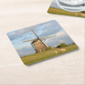 Landschap met windmolen en schapen kartonnen onderzetters (Schuin)