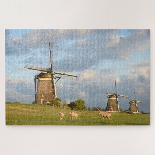 Landschap met windmolens en schapen legpuzzel (Horizontaal)
