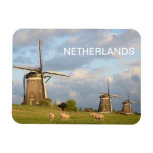 Landschap met windmolens en schapen magneet