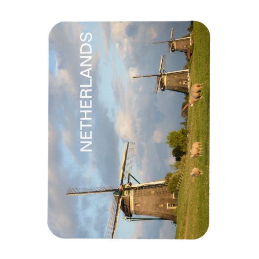 Landschap met windmolens en schapen magneet (Verticaal)