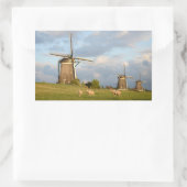 Landschap met windmolens en schapen rechthoekige sticker (Tas)