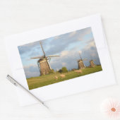 Landschap met windmolens en schapen rechthoekige sticker (Envelop)