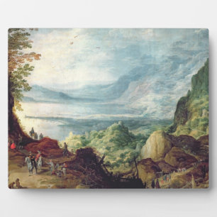 Landschap met zee en bergen (olieverf op doek) fotoplaat