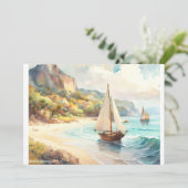 Landschap met zee- en zeilschepen (Staand voorkant)