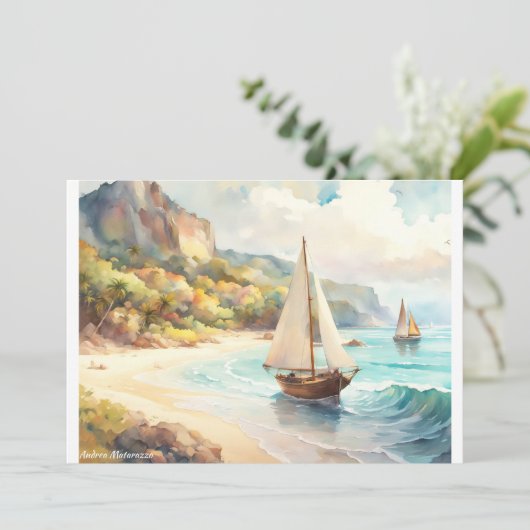 Landschap met zee- en zeilschepen (Staand voorkant)