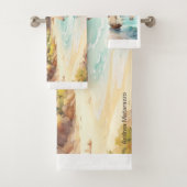 Landschap met zee- en zeilschepen bad handdoek (Insitu)