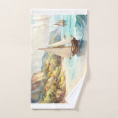 Landschap met zee- en zeilschepen bad handdoek (Handdoek)
