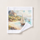 Landschap met zee- en zeilschepen bad handdoek (Wasdoekje)