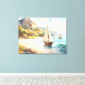 Landschap met zee- en zeilschepen canvas afdruk (Insitu (Houten vloer))