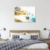Landschap met zee- en zeilschepen canvas afdruk (Insitu (Slaapkamer))