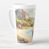 Landschap met zee- en zeilschepen latte mok (Linkerhoek)