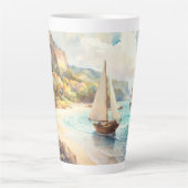 Landschap met zee- en zeilschepen latte mok (Voorkant)