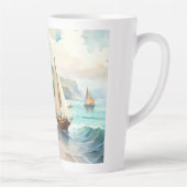Landschap met zee- en zeilschepen latte mok (Rechts)