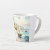 Landschap met zee- en zeilschepen latte mok (Rechterhoek)