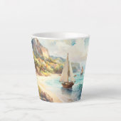 Landschap met zee- en zeilschepen latte mok (Voorkant)