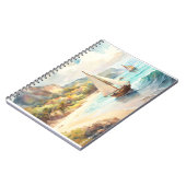 Landschap met zee- en zeilschepen notitieboek (Linkerzijde)