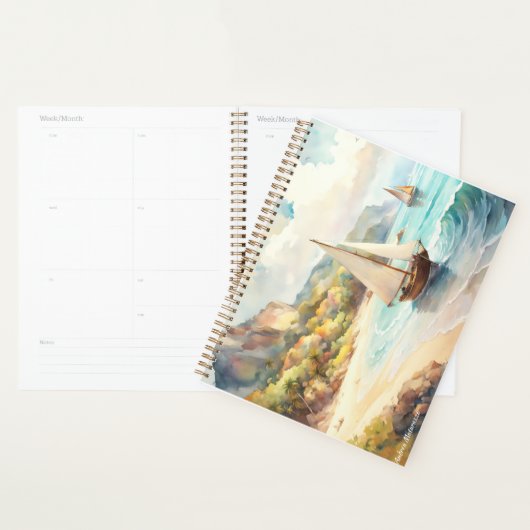 Landschap met zee- en zeilschepen planner (Display)