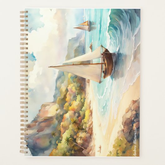 Landschap met zee- en zeilschepen planner (Voorkant)