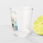 Landschap met zee- en zeilschepen shot glas (Rechts)
