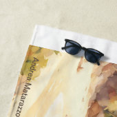 Landschap met zee- en zeilschepen strandlaken (In situ)