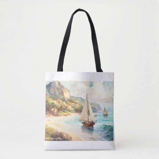 Landschap met zee- en zeilschepen tote bag (Voorkant)