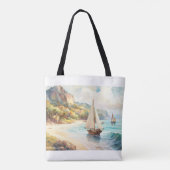 Landschap met zee- en zeilschepen tote bag (Achterkant)