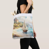 Landschap met zee- en zeilschepen tote bag (Dichtbij)