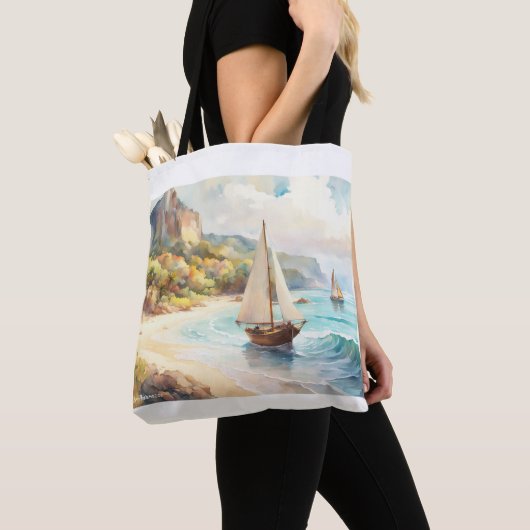 Landschap met zee- en zeilschepen tote bag (Dichtbij)