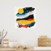 Landschap met zon en Ni Poster (Keuken)