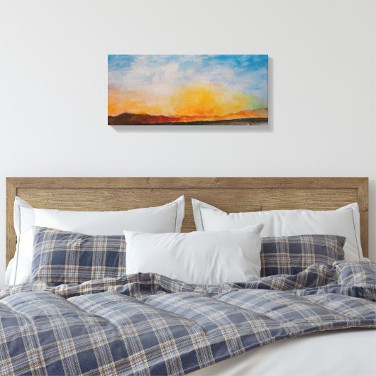 Landschap Missoula Montana Waterverf Canvas Afdruk (Insitu (Slaapkamer))