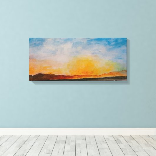 Landschap Missoula Montana Waterverf Canvas Afdruk (Insitu (Houten vloer))