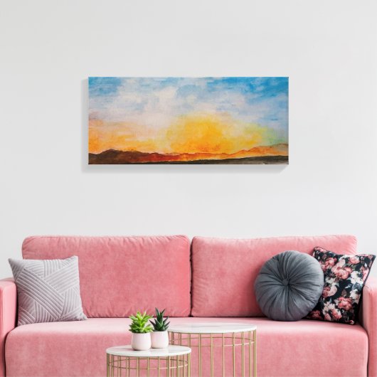 Landschap Missoula Montana Waterverf Canvas Afdruk (Insitu (Woonkamer))