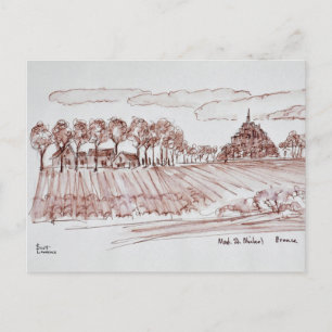 Landschap Mont Saint-Michel Normandië, Frankrijk Briefkaart