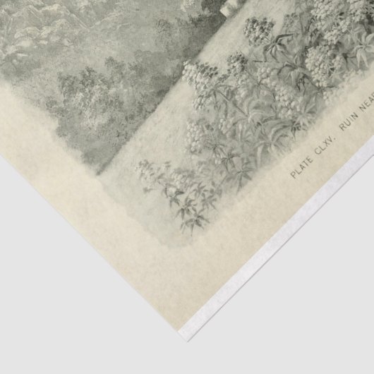 Landschap Mountain Flowers Ephemera Decoupage Tissuepapier (Detail)