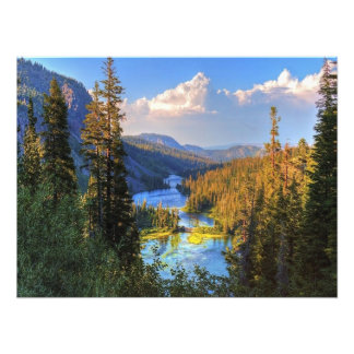 Landschap Mountains Stream Cloudy Sky Natuur Print Foto Afdruk